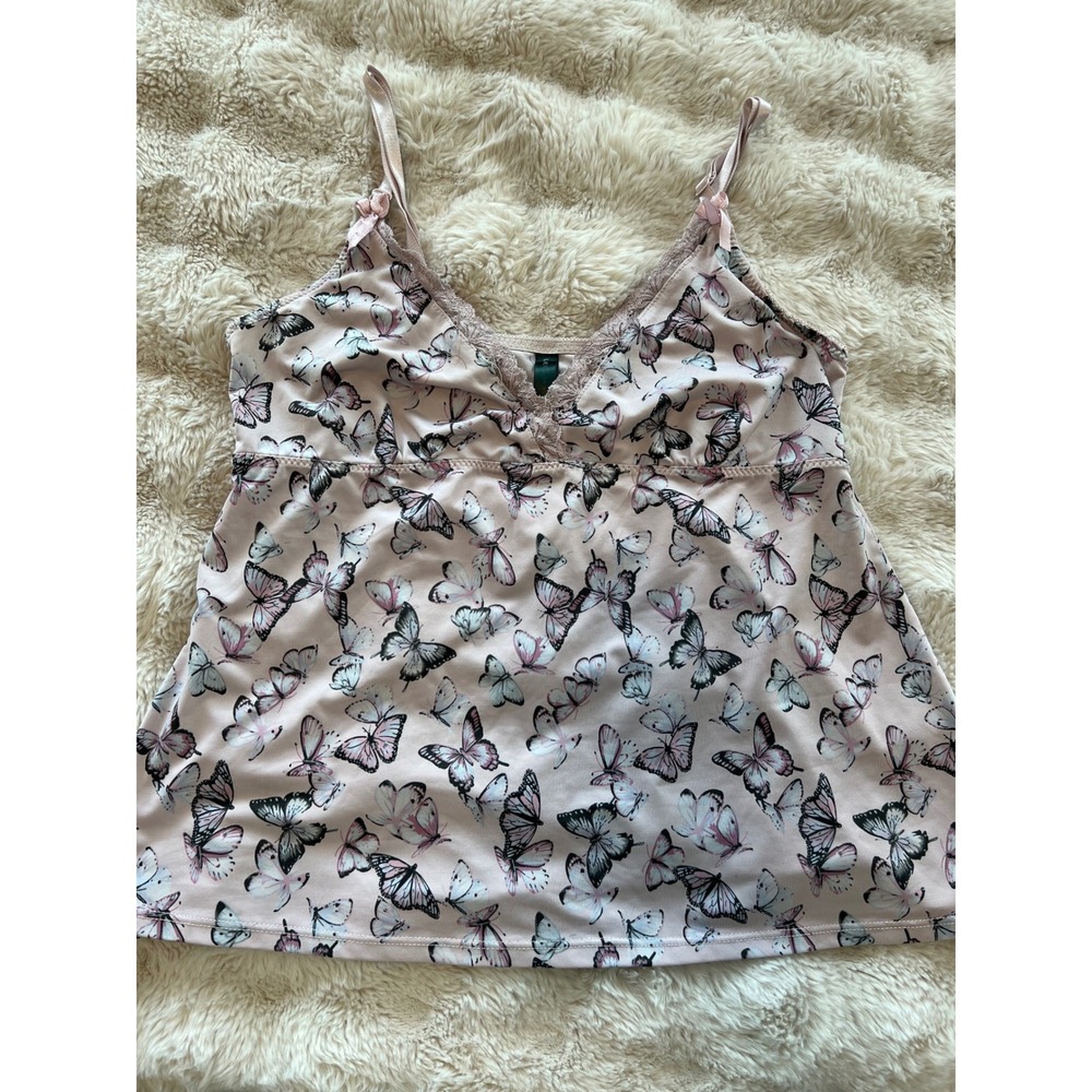 Butterfly Y2K Fairy Lace Cami Tank Top‎ Bows Size M Light Pink